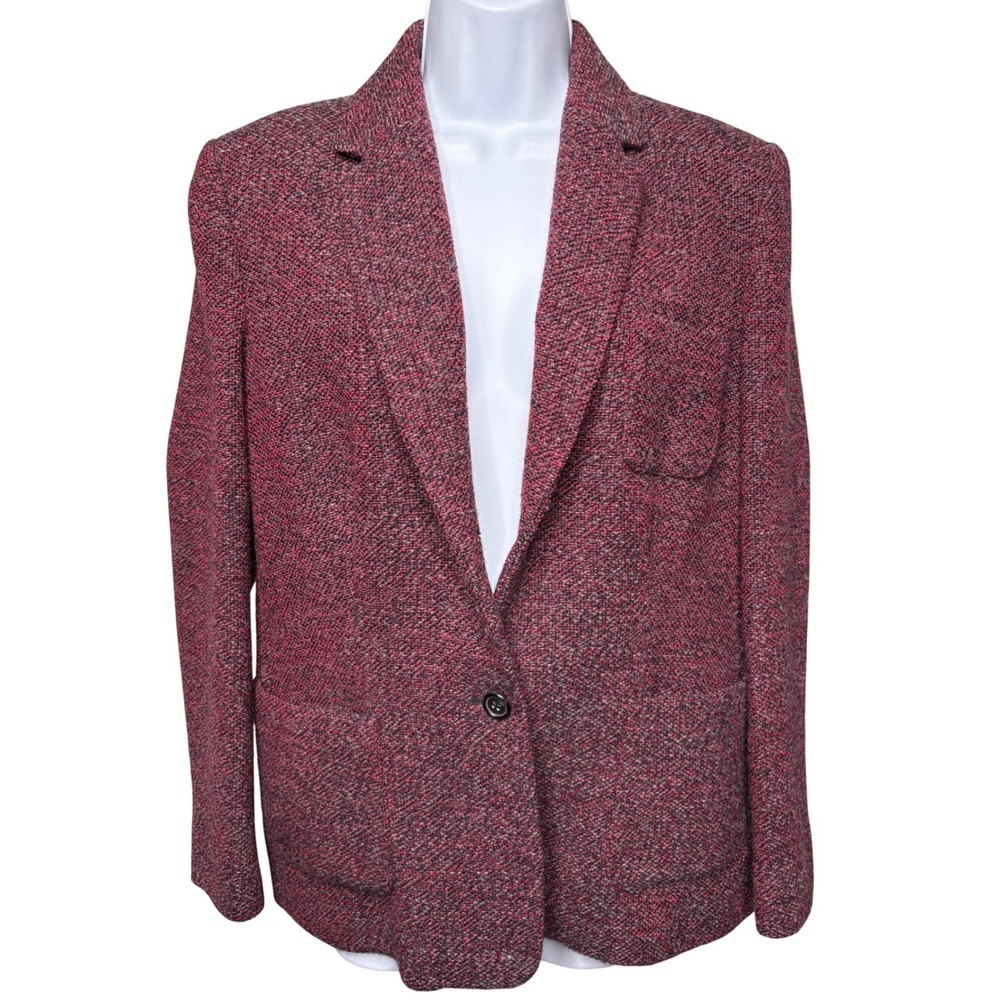 JAEGER Red Marled Tweed Single Button Blazer 10 Academia Office Classic Preppy‎